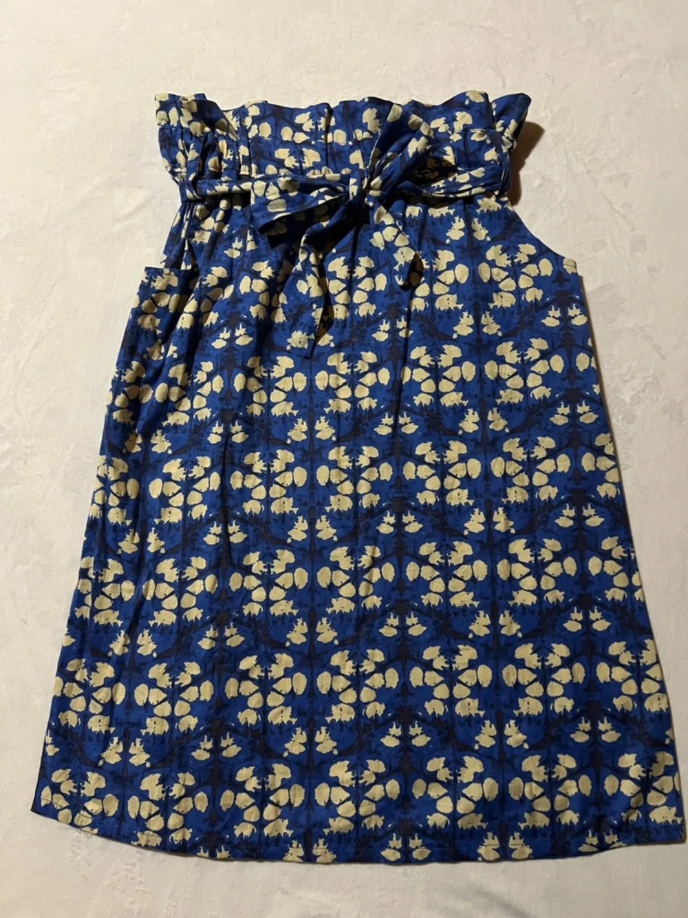 Anthropologie Paper Bag Midi Skirt Porridge Lanai Blue Belted Geo Size 1X NEW